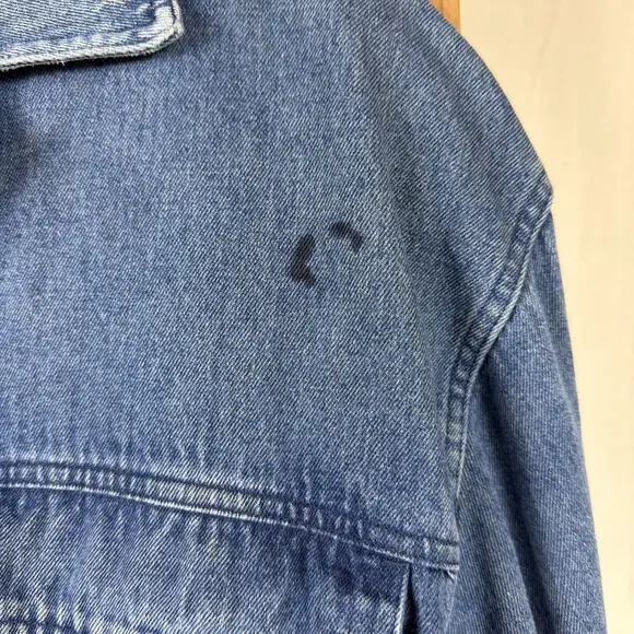 Vintage Perry Ellis Blue Denim Button Up Denim Chore Jacket #1243 Size LARGE - Picture 2 of 7